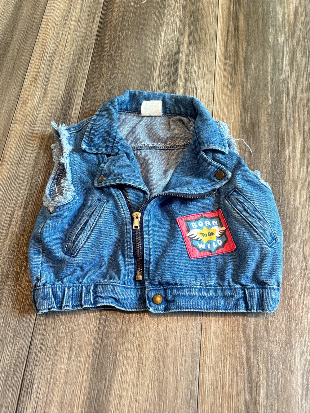 Vintage 1980s Baby Toddler Denim Biker Vest 12 Months